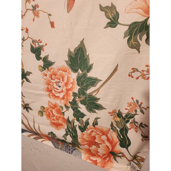 VTG ASIAN TABLECLOTH CHERRY BLOSSOM FLOWERS BIRDS JAPAN 45X45 PROJECT CRAFT SEW - Picture 4 of 7